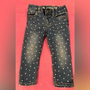 Heart-Patterned Denim Jeans for Toddlers